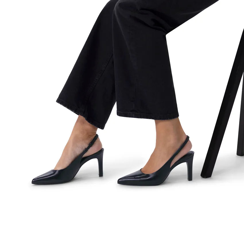 Red patent leather slingbacks