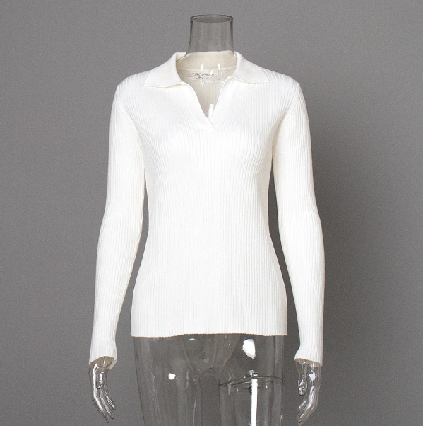 Langarmshirt mit V-Ausschnitt