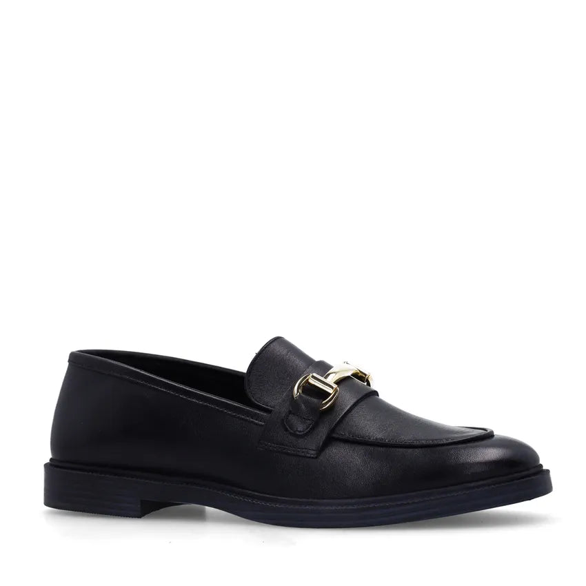 Schwarze Leder-Loafer mit Detail